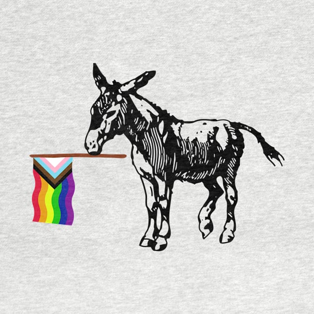 Progressive Pride Inclusive Flag Democratic Donkey by Little Duck Designs